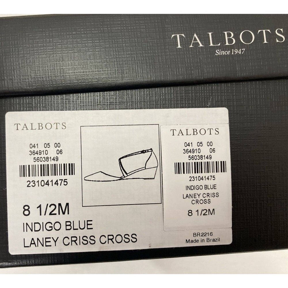 Talbots Laney Wedge Heels Womens 8.5M Indigo Blue Leather Criss Cross Shoes - Picture 10 of 10